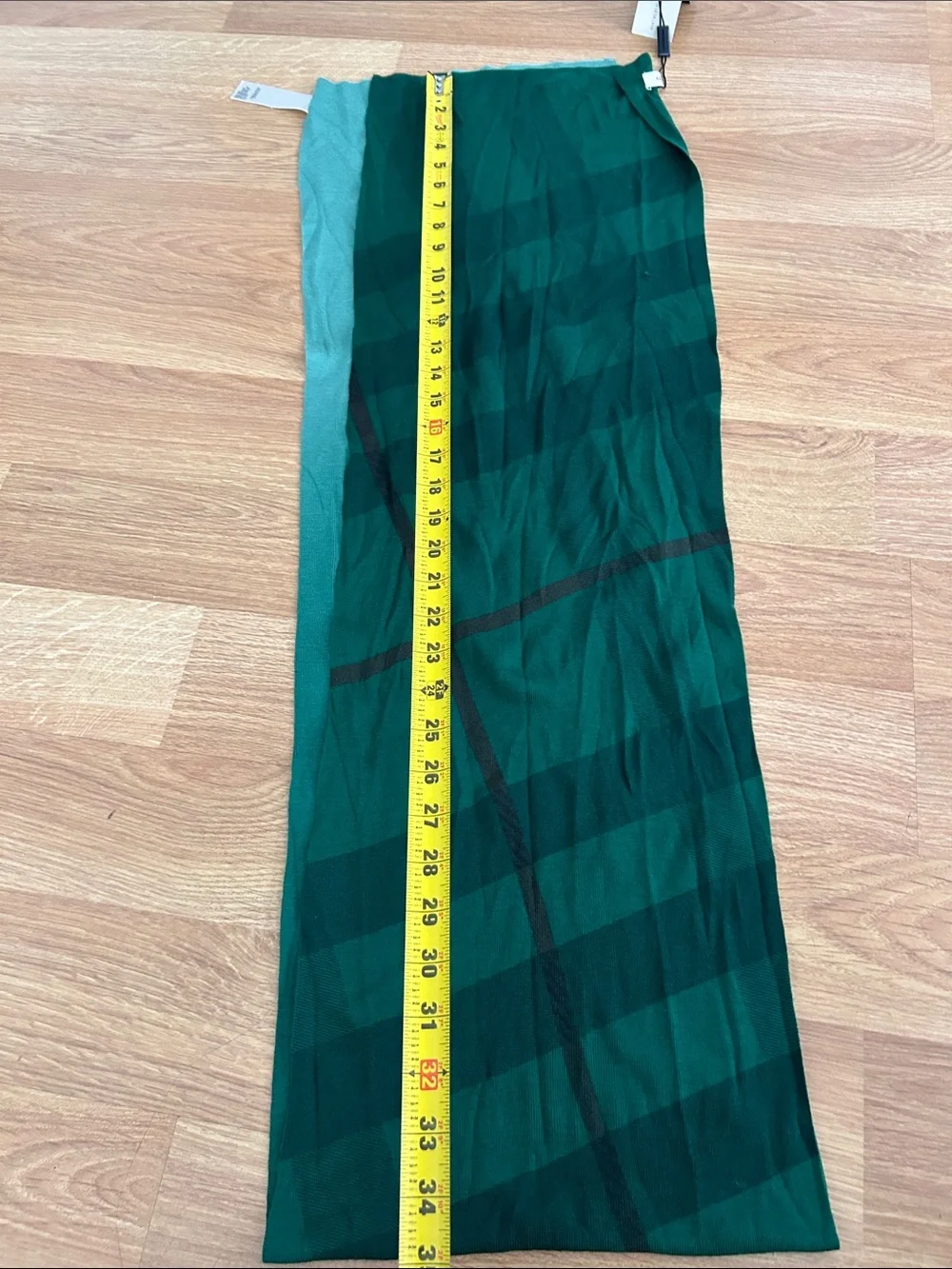 Burberry Green Ombre Plaid Scarf New with imperfections